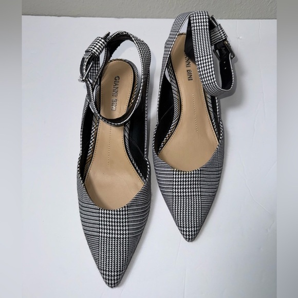 Gianni Bini Rizbee houndstooth black and white pointed toe kitten heels size 8 - Picture 1 of 11